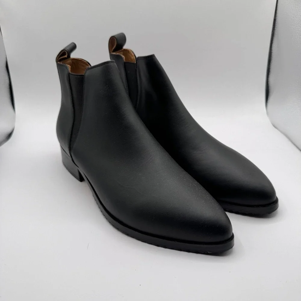 Nisolo Eva Everyday Chelsea Black Leather Pointed Toe Ankle Boots Women's 11 New